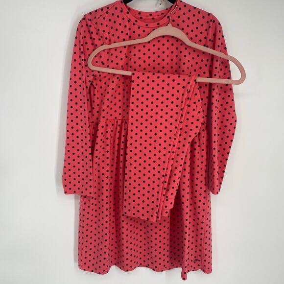Vineyard Vines Other - Vineyard Vines Dress & Leggings Girls Large Salmon & Black Polka Dot Preppy